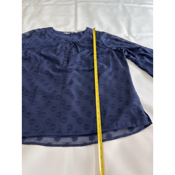 Isaac Mizrahi Live Navy Blue Polka Dots Tunic Sheer Blouse Size 20W - Picture 7 of 10
